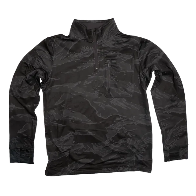 Grenade Waffle Fleece Quarter Zip Pullover, Black Tiger Camo
